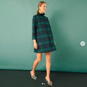 Tuckernuck Daphne Blackwatch Plaid Wool Dress Ruffle Neck with Bow